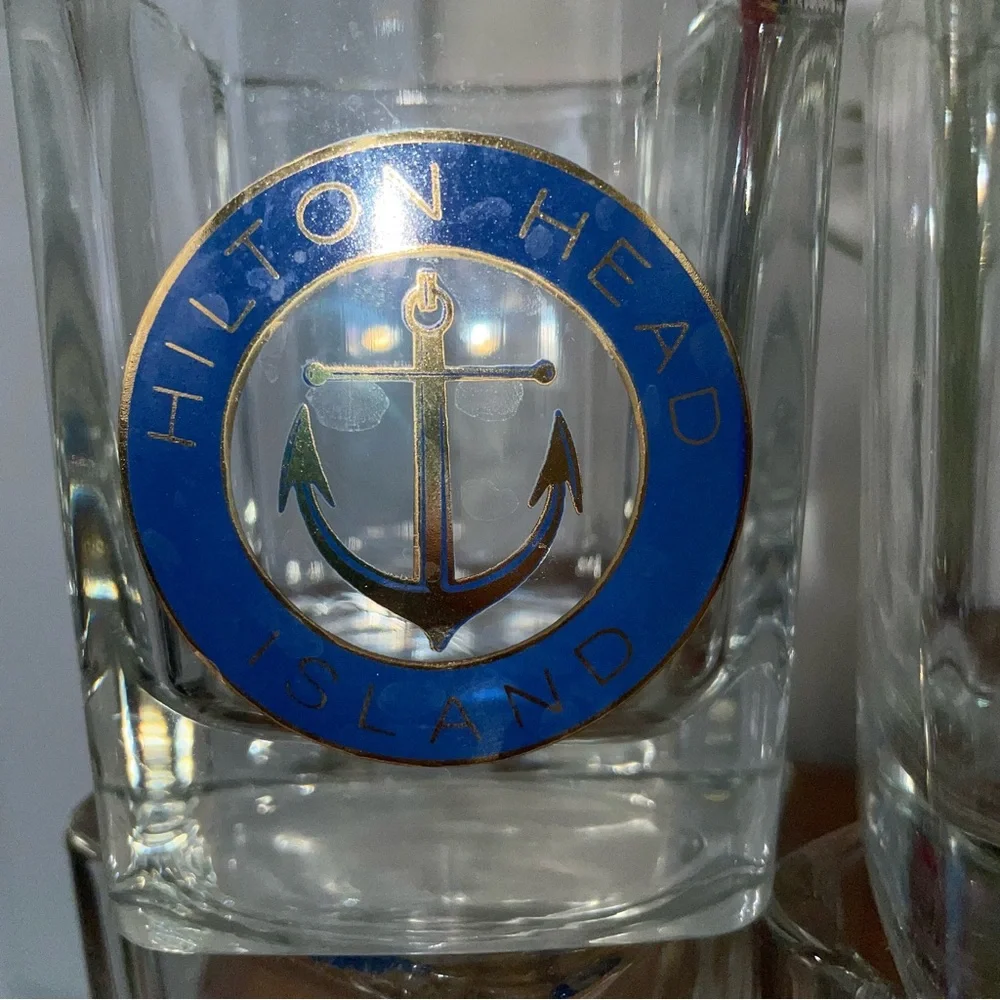 Hilton Head nautical bar rocks glasses - set of 4